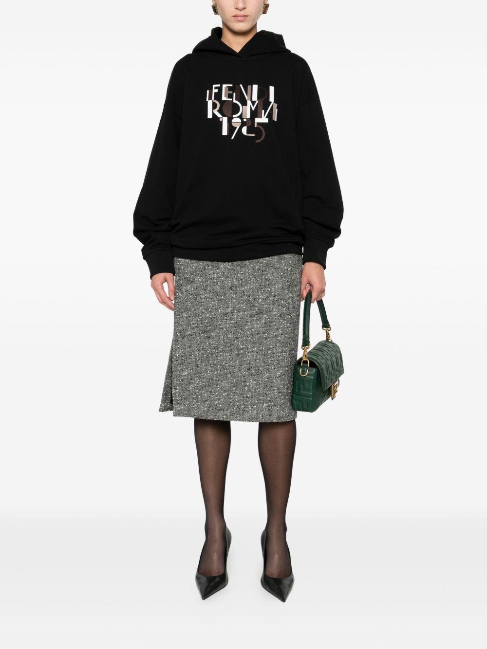 Fendi Roma Cotton Hoodie — Black