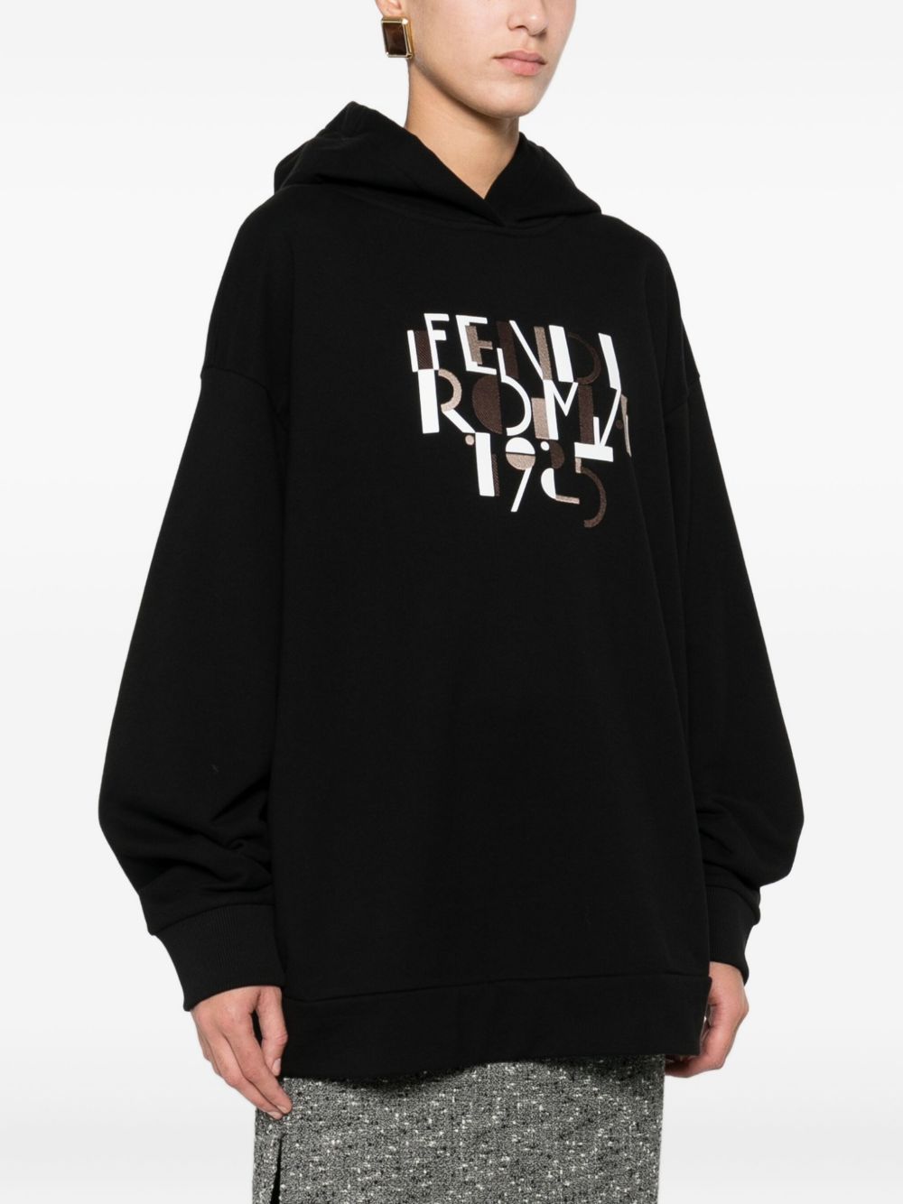 Fendi Roma Cotton Hoodie — Black