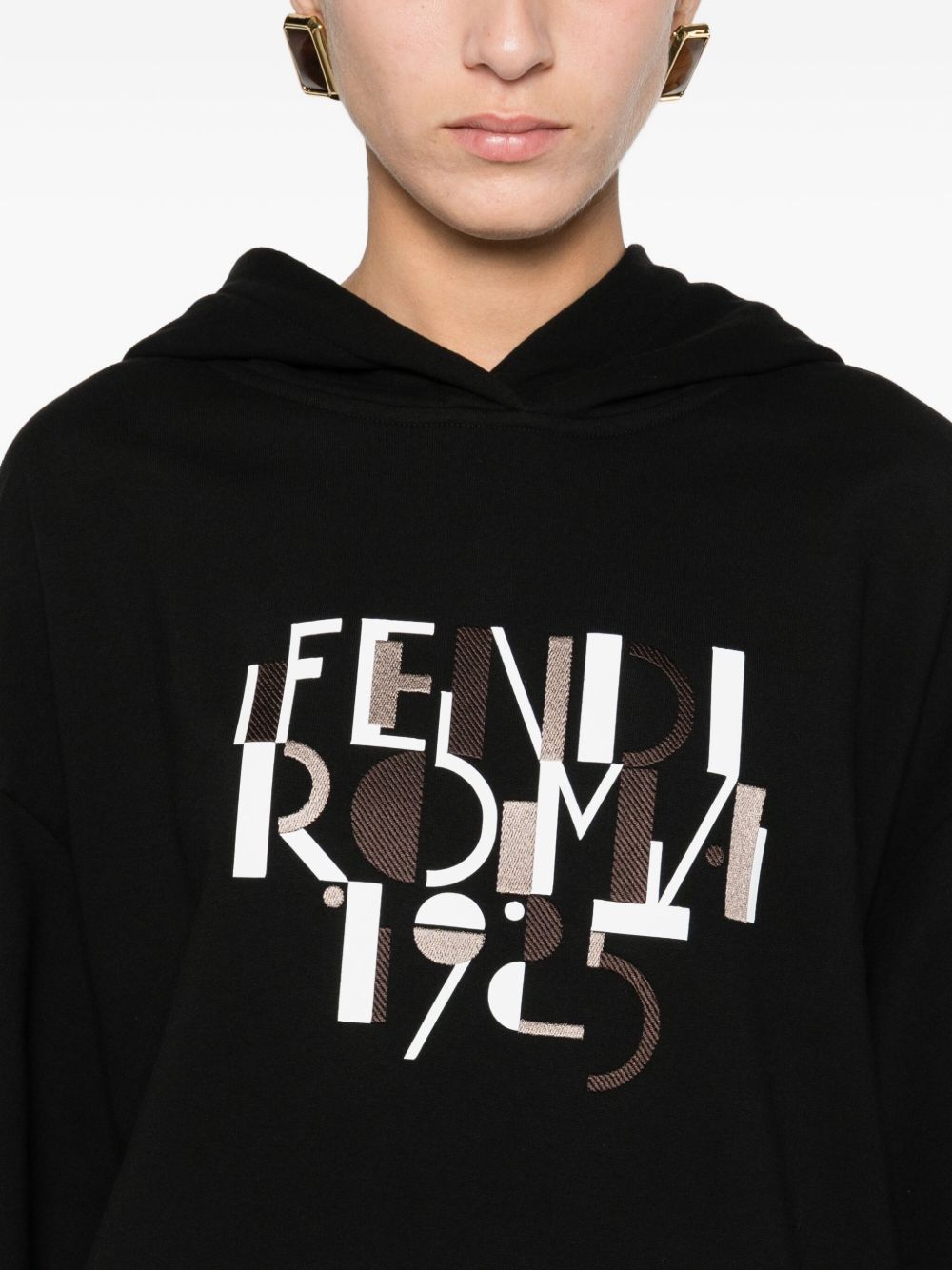 Fendi Roma Cotton Hoodie — Black