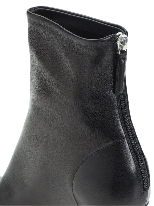 Amina Muaddi Iris Leather Boots — Black