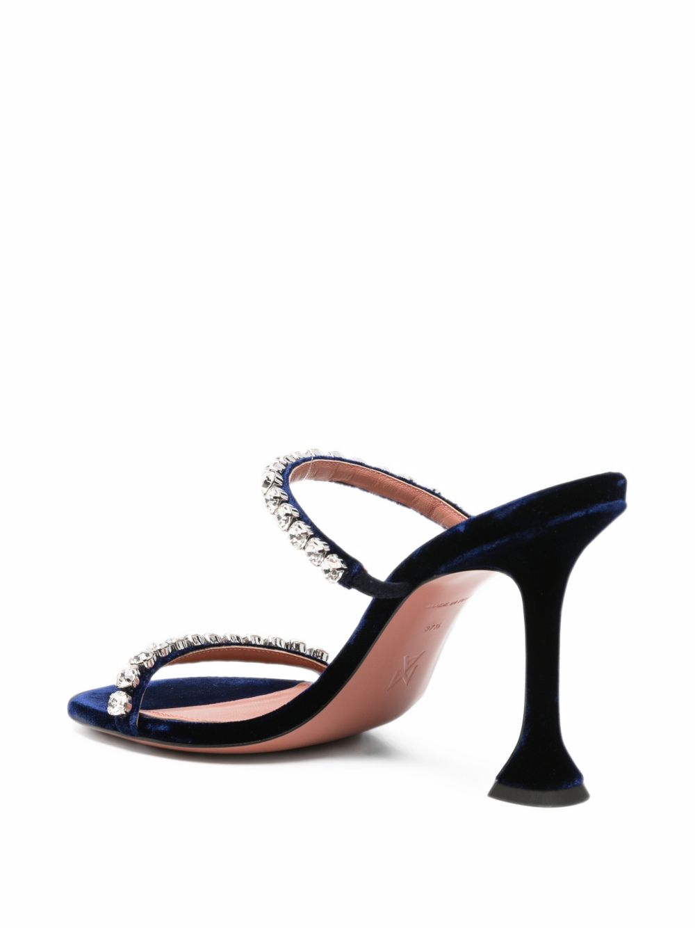 Amina Muaddi Gigi Velvet and Crystal Heel Sandals — Midnight Blue