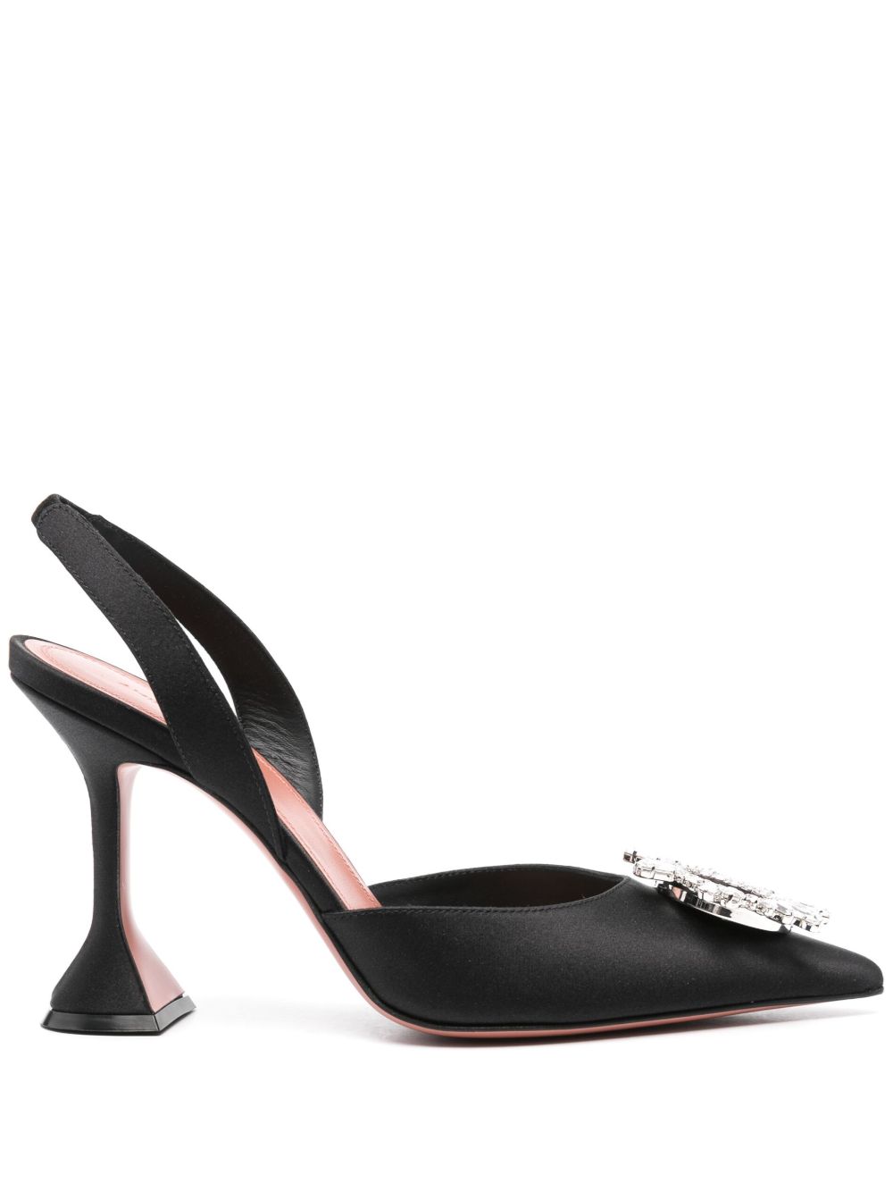 Amina Muaddi Begum Satin Slingback Pumps — Black
