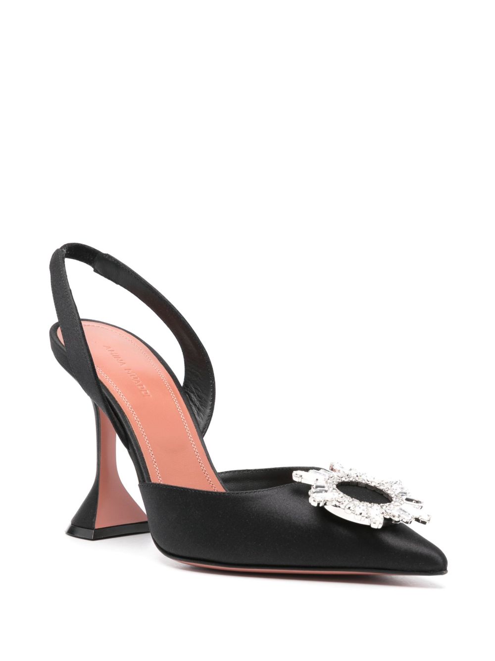 Amina Muaddi Begum Satin Slingback Pumps — Black