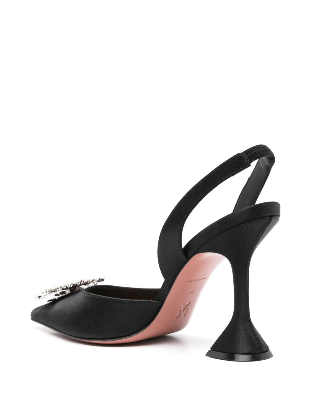 Amina Muaddi Begum Satin Slingback Pumps — Black