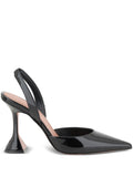 Amina Muaddi Holli Patent Leather Slingback Pumps — Black