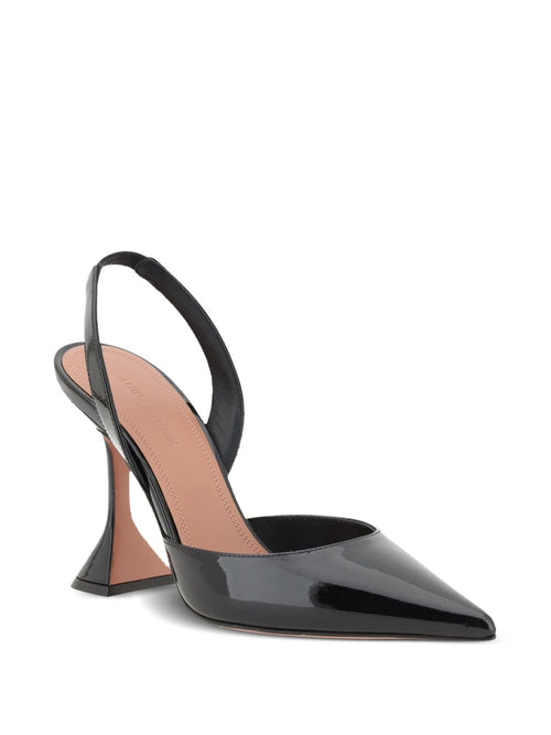 Amina Muaddi Holli Patent Leather Slingback Pumps — Black