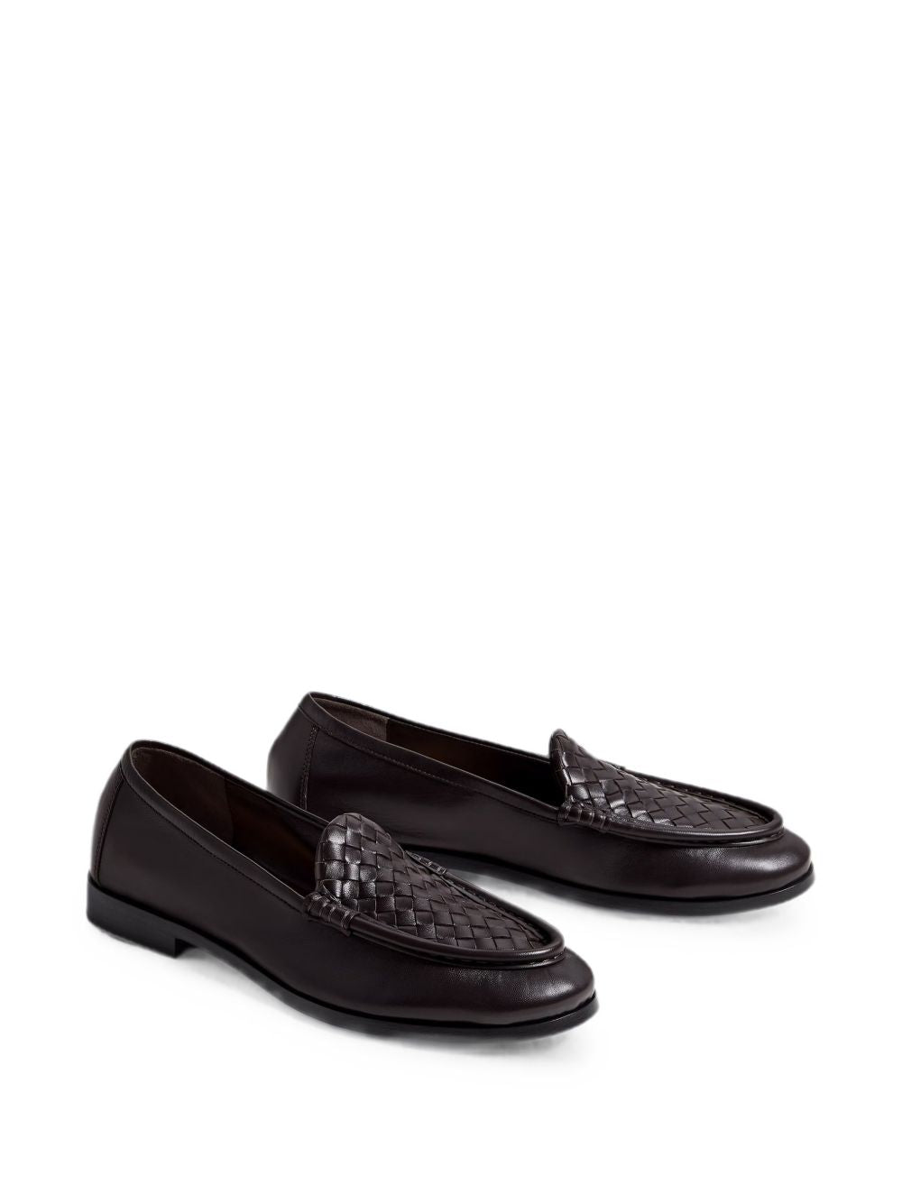 Bottega Veneta Silenzio Leather Loafers — Dark Brown