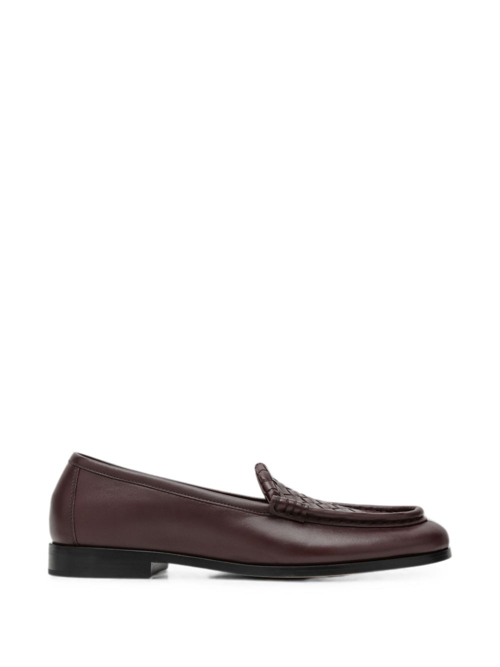 Bottega Veneta Silenzio Leather Loafers — Bordeaux
