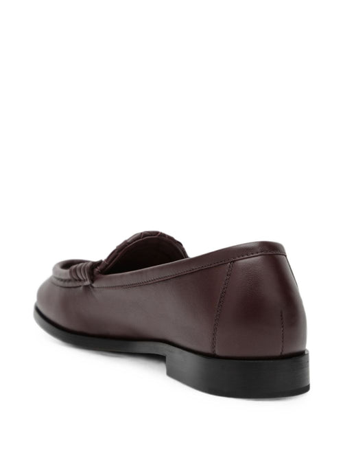 Bottega Veneta Silenzio Leather Loafers — Bordeaux