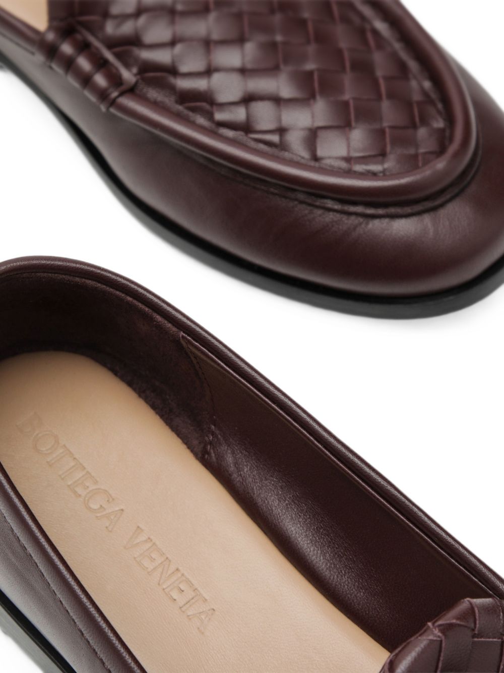 Bottega Veneta Silenzio Leather Loafers — Bordeaux