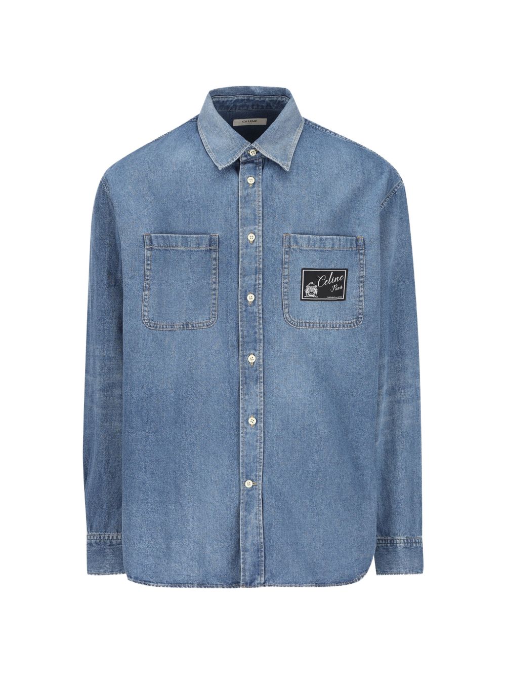 Celine Logo Cotton Denim Shirt