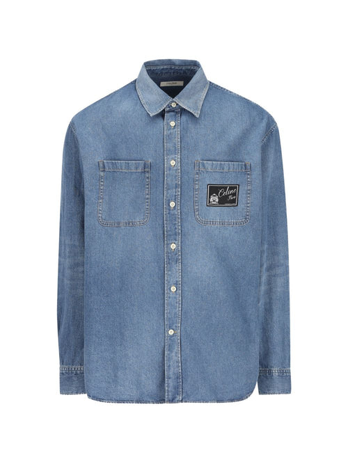Celine Logo Cotton Denim Shirt