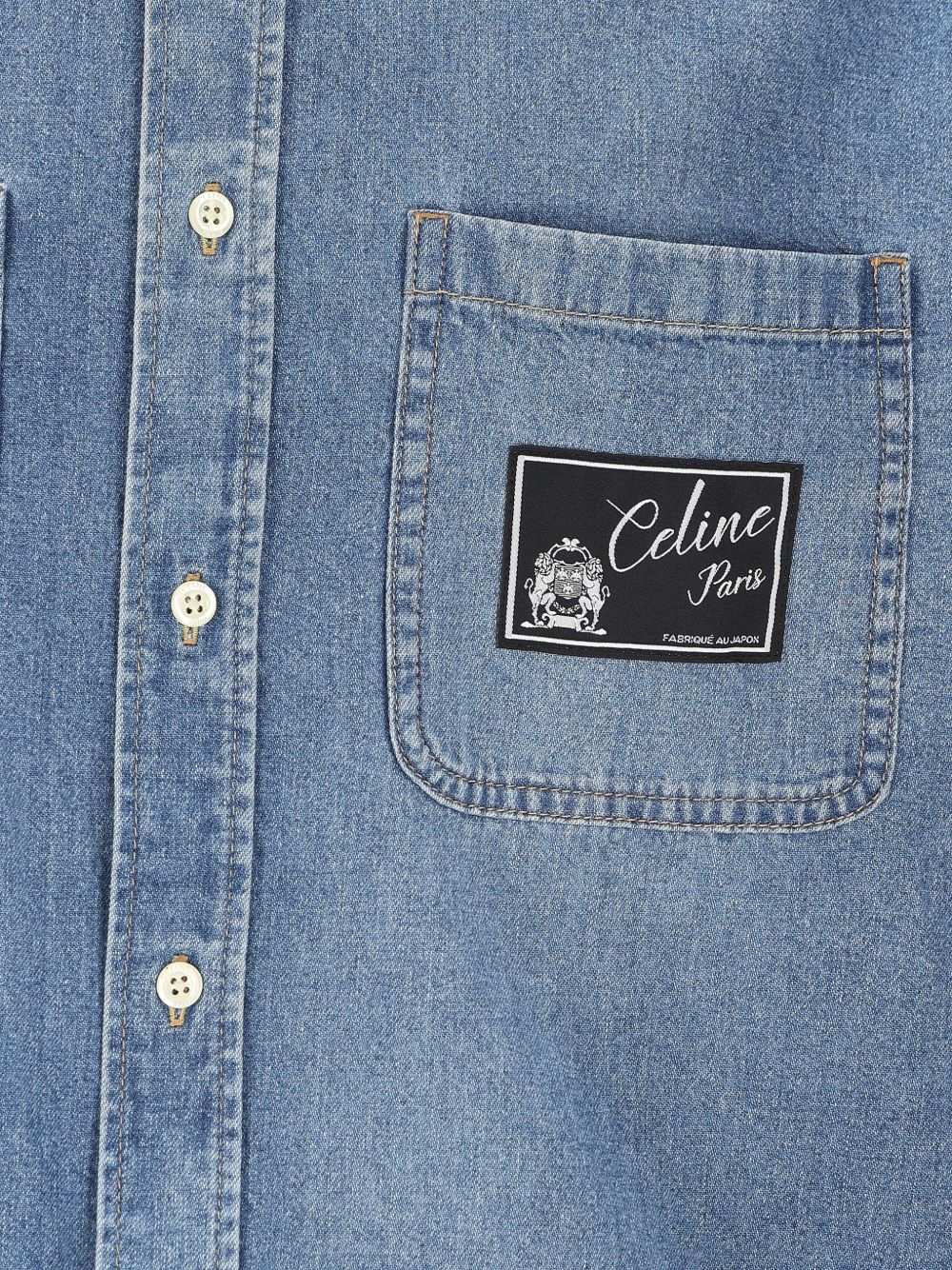 Celine Logo Cotton Denim Shirt
