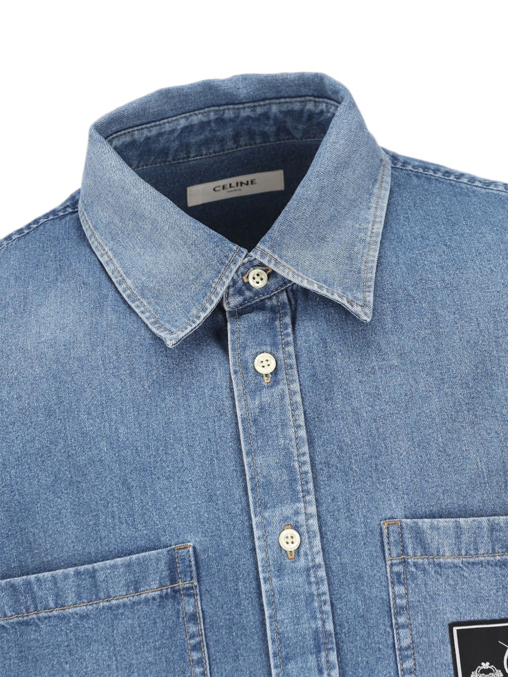 Celine Logo Cotton Denim Shirt