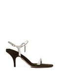 Chloé Zia Heel Sandals — Dark Brown/Silver