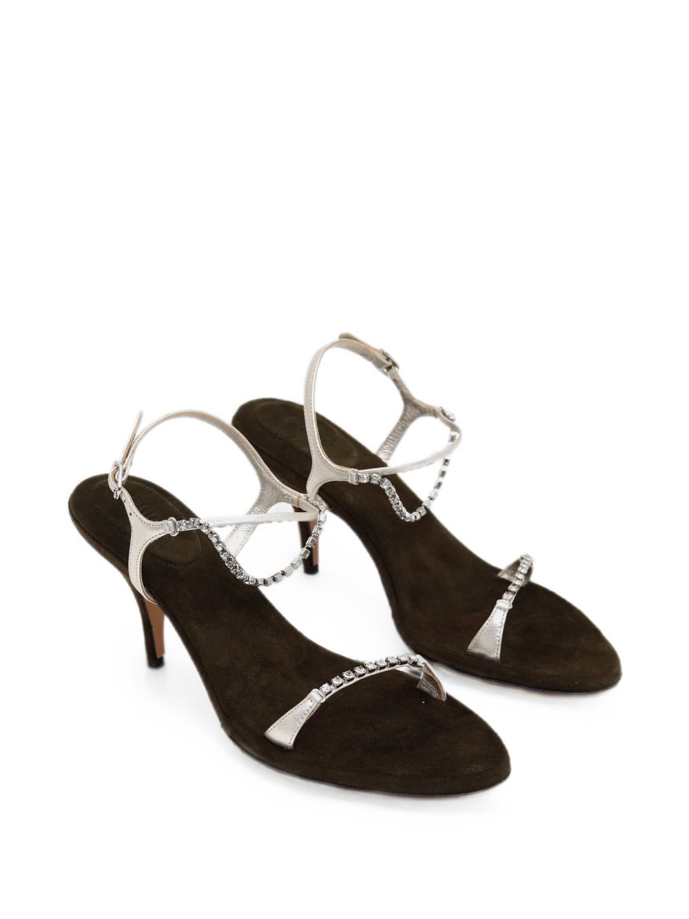 Chloé Zia Heel Sandals — Dark Brown/Silver