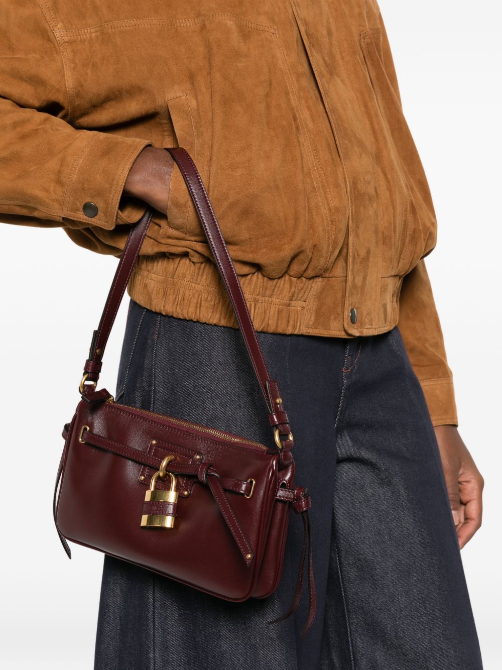 Chloé Paddington Sling Leather Shoulder Bag — Red