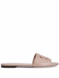 Dolce & Gabbana DG Logo Leather Flat Sandals Powder Pink