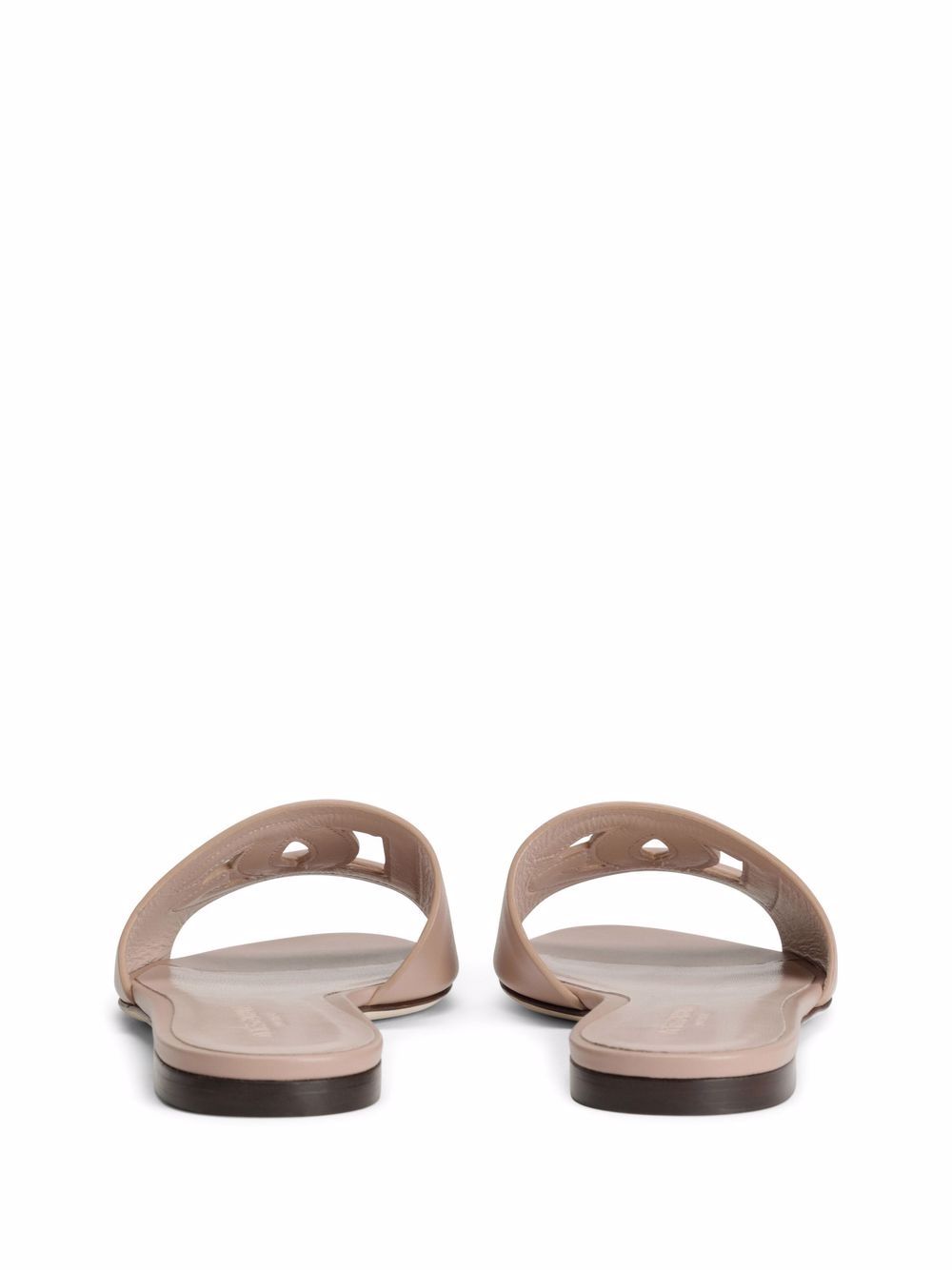 Dolce & Gabbana DG Logo Leather Flat Sandals Powder Pink