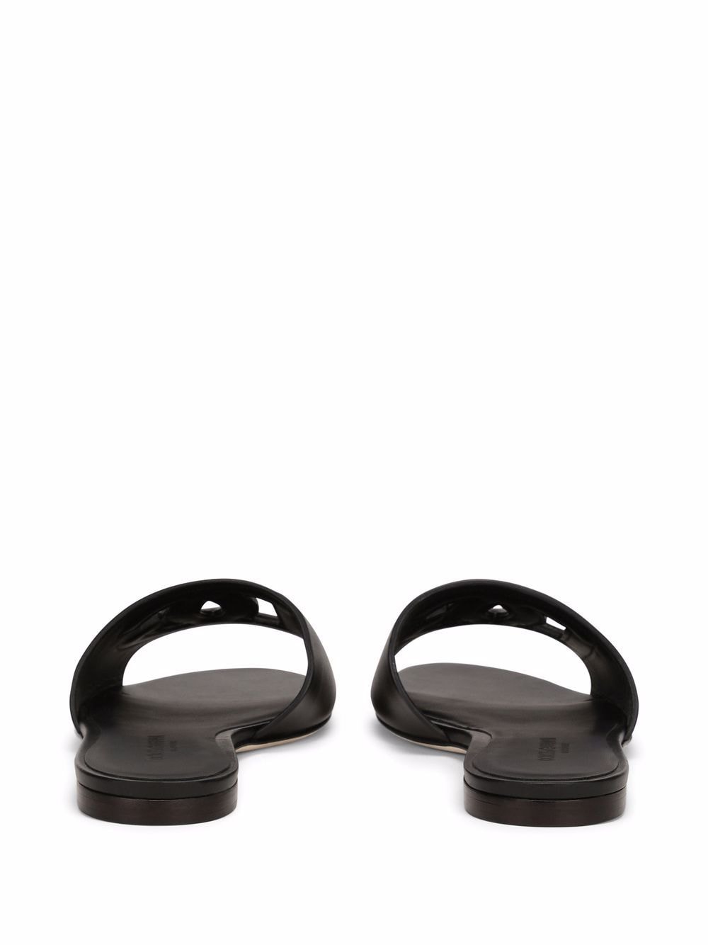 Dolce & Gabbana DG Logo Leather Flat Sandals Black