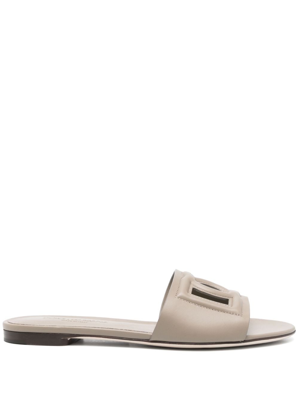 Dolce & Gabbana DG Logo Leather Flat Sandals