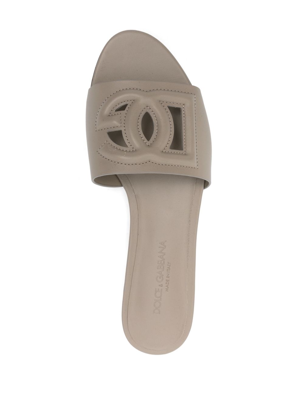 Dolce & Gabbana DG Logo Leather Flat Sandals