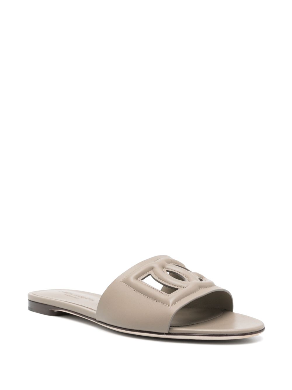 Dolce & Gabbana DG Logo Leather Flat Sandals