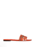 Dolce & Gabbana Maiolica Print Flat Sandals Leather Sole