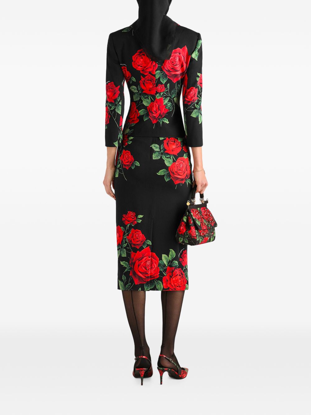Dolce & Gabbana Roses Print Silk Skirt