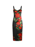 Dolce & Gabbana Roses Print Silk Midi Dress