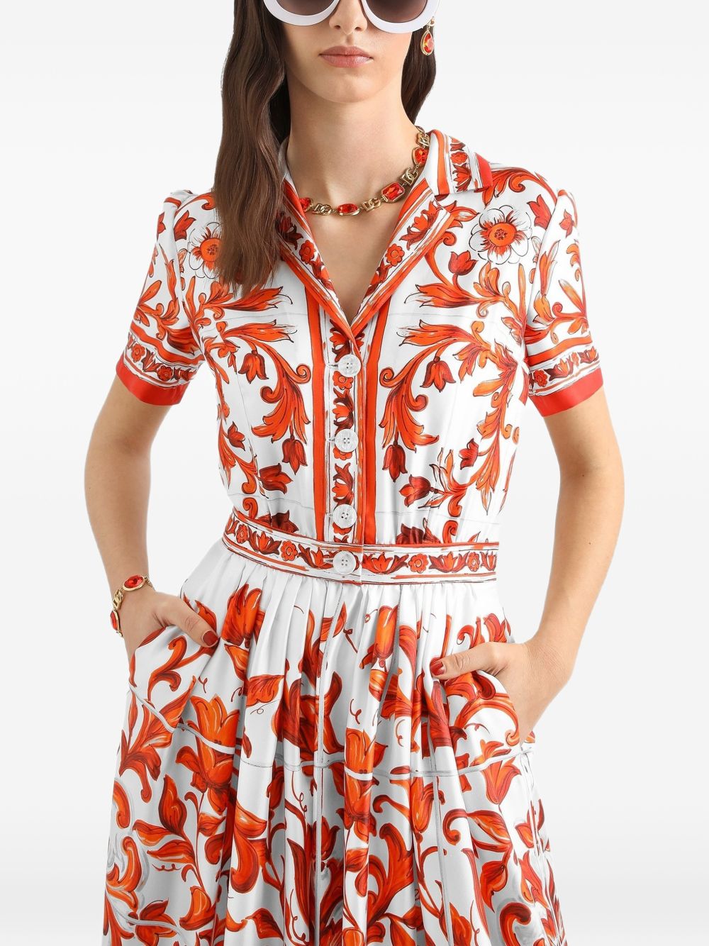 Dolce & Gabbana Maiolica Print Silk Maxi Dress