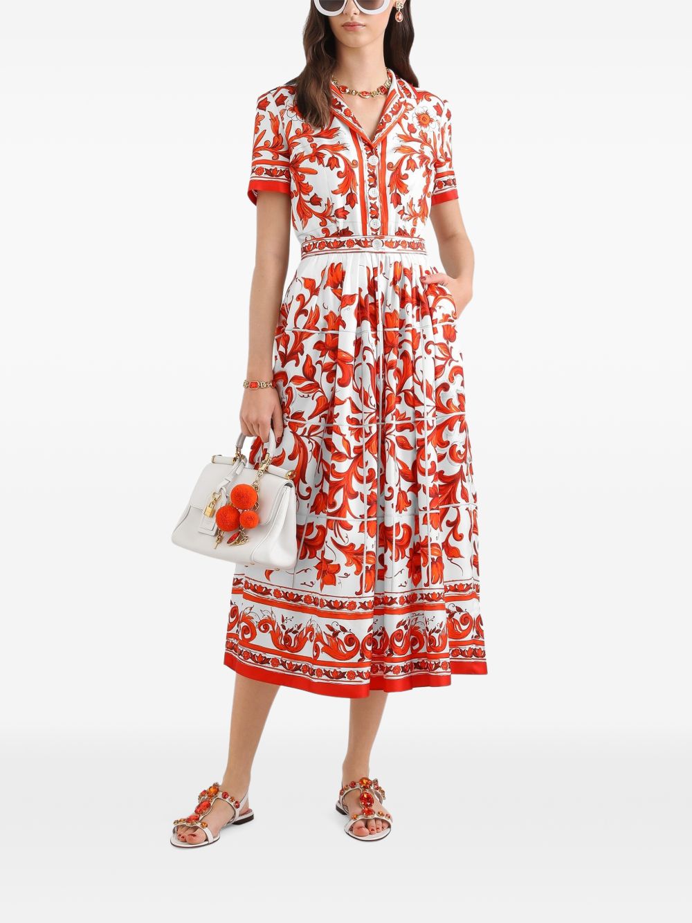 Dolce & Gabbana Maiolica Print Silk Maxi Dress