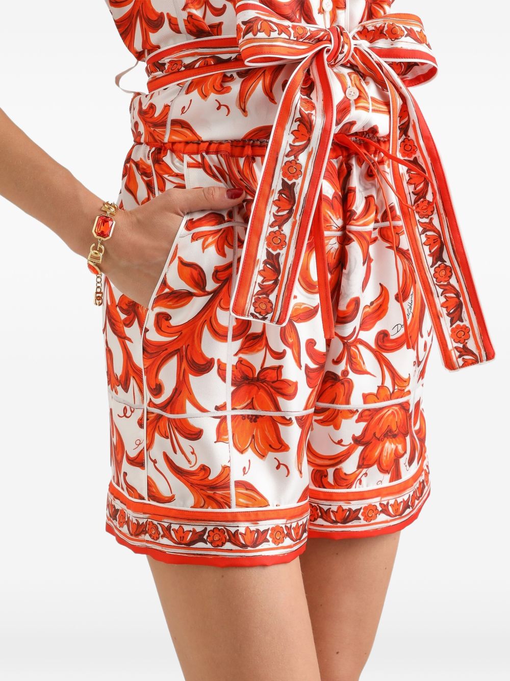 Dolce & Gabbana Maiolica Print Silk Shorts