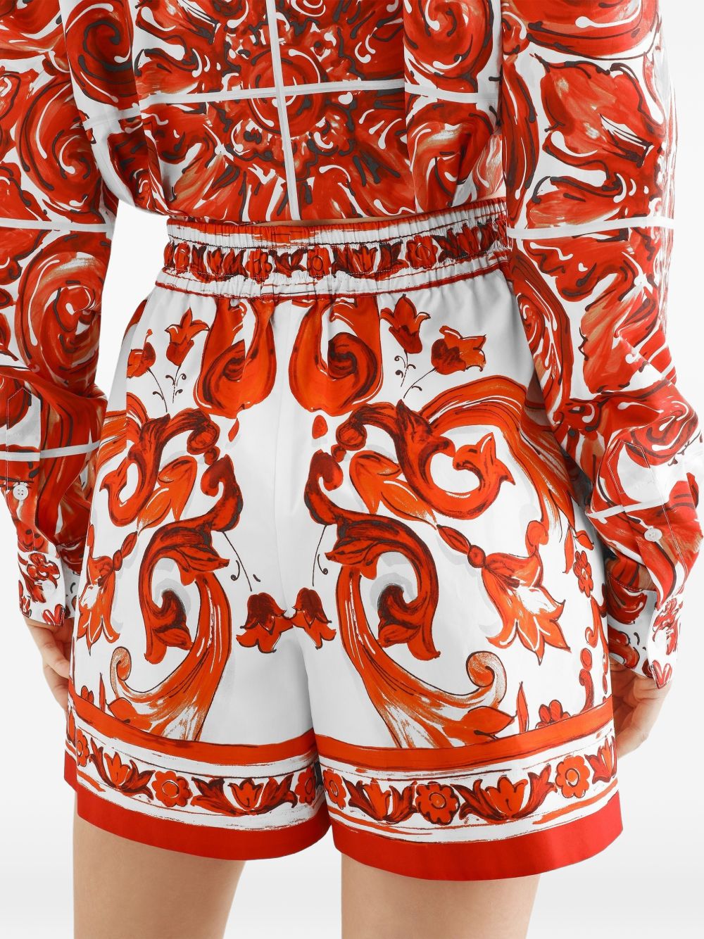 Dolce & Gabbana Maiolica Print Cotton Shorts