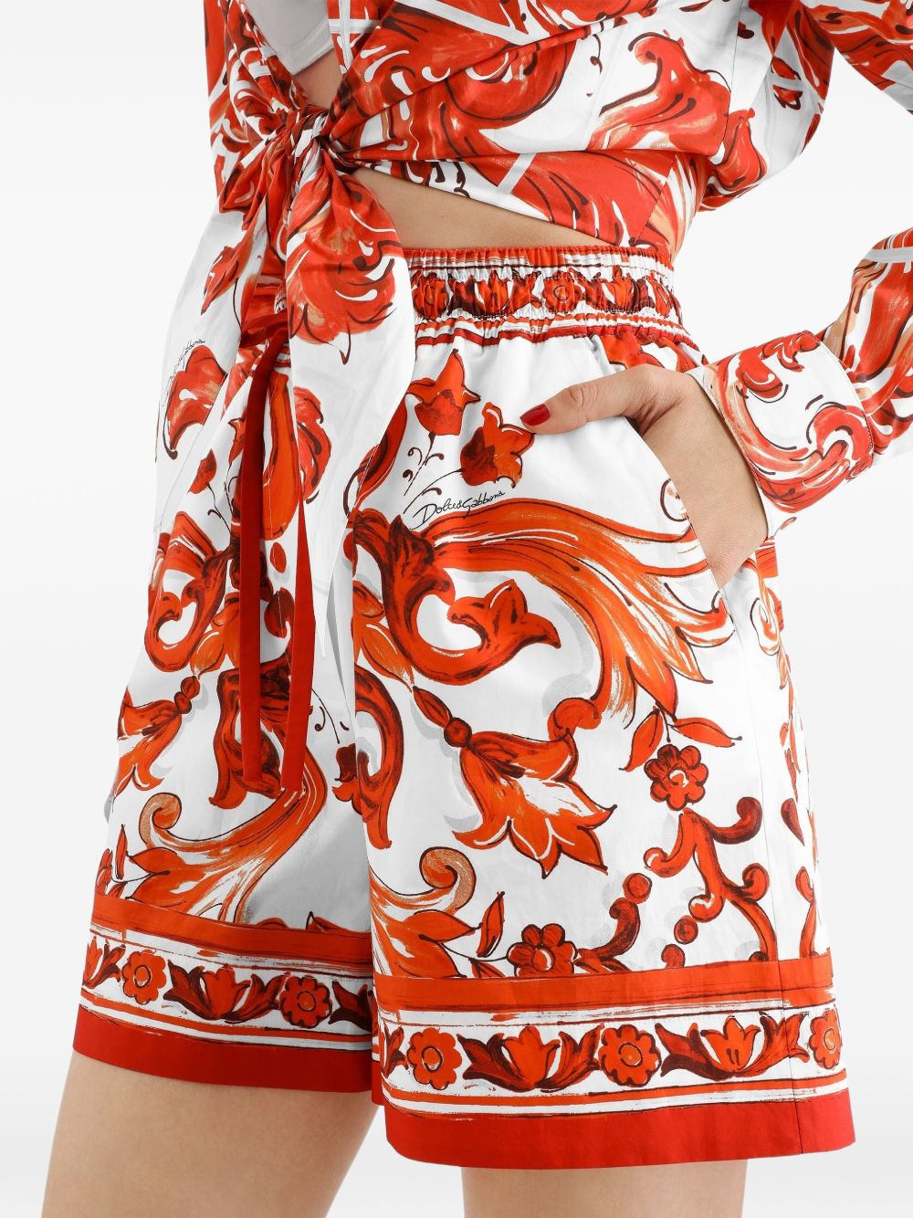 Dolce & Gabbana Maiolica Print Cotton Shorts