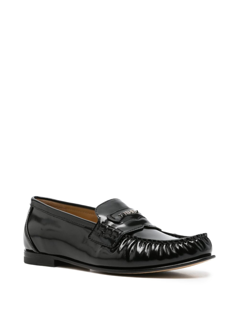 Fendi Scrunch Leather Loafers