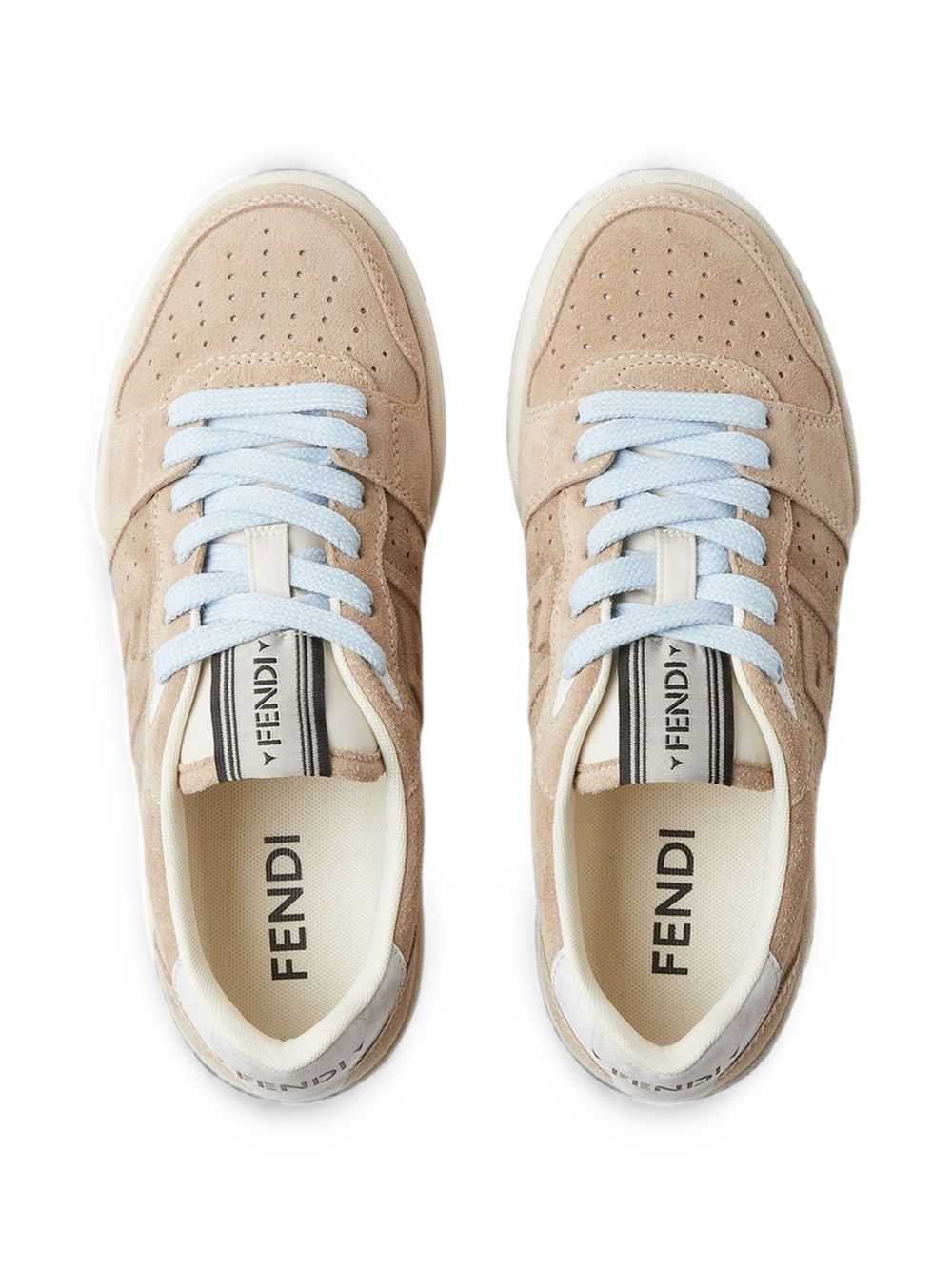 Fendi Match Leather Sneakers — Beige Suede