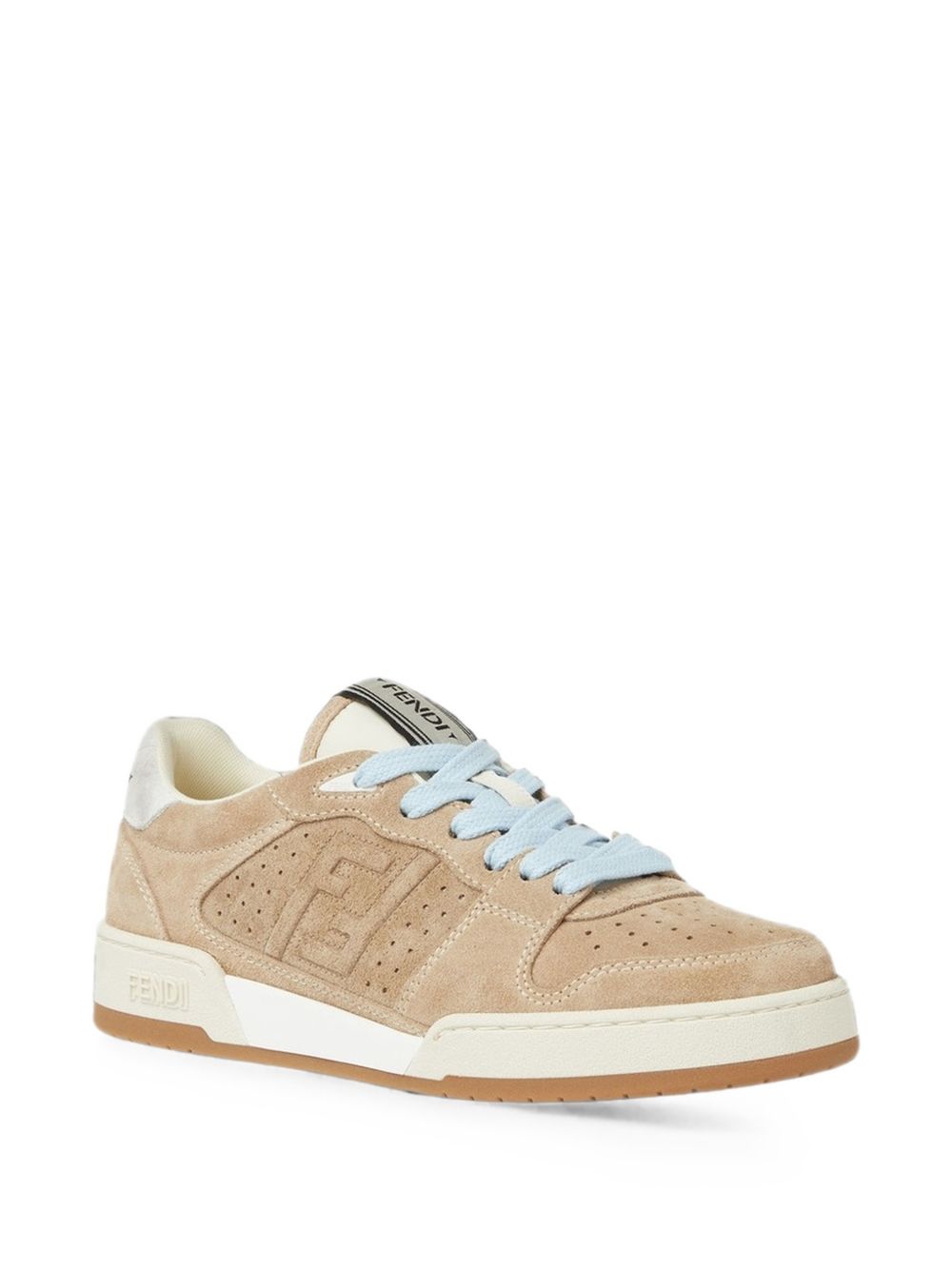 Fendi Match Leather Sneakers — Beige Suede