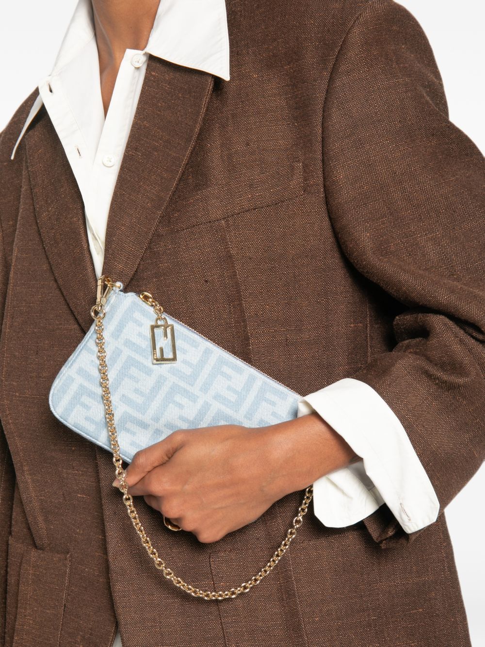 FENDI Mini Baguette Bag in Denim - View 5