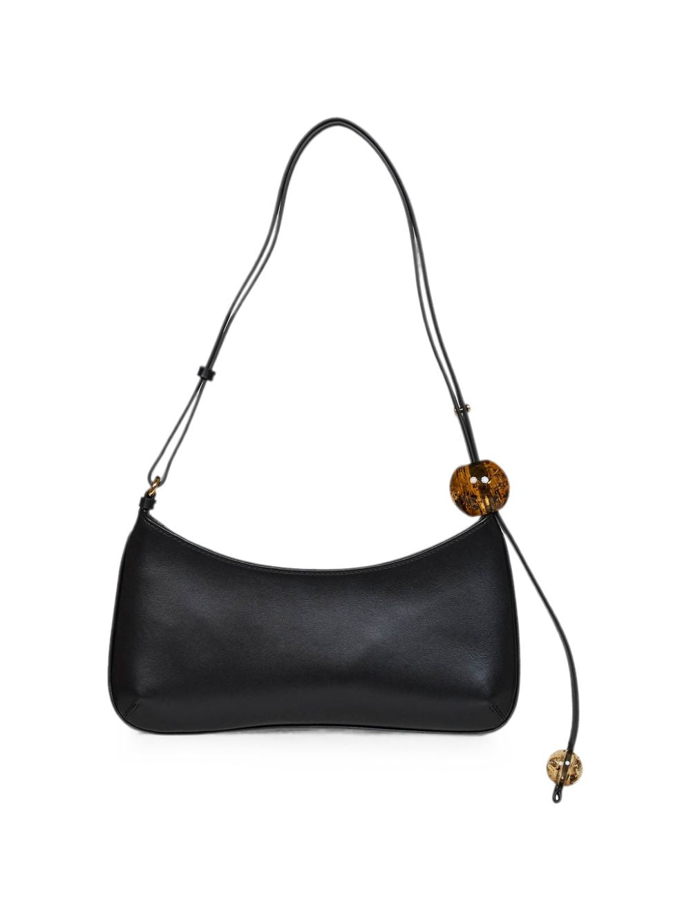 Jacquemus Le Bisou Perle Leather Shoulder Bag — Black