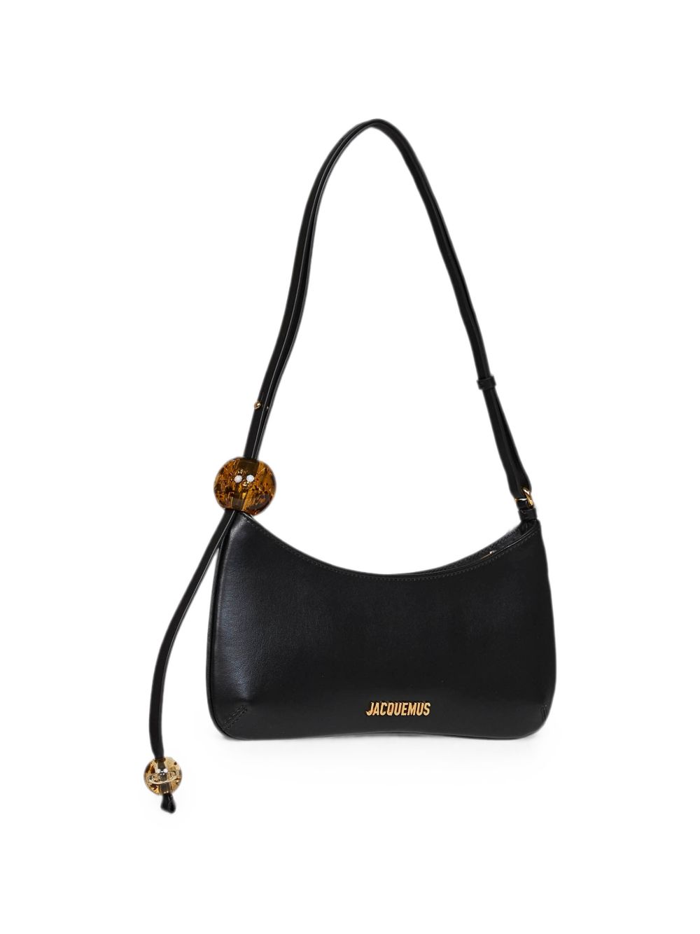 Jacquemus Le Bisou Perle Leather Shoulder Bag — Black