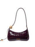 Jacquemus Le Bisou Perle Leather Shoulder Bag — Burgundy