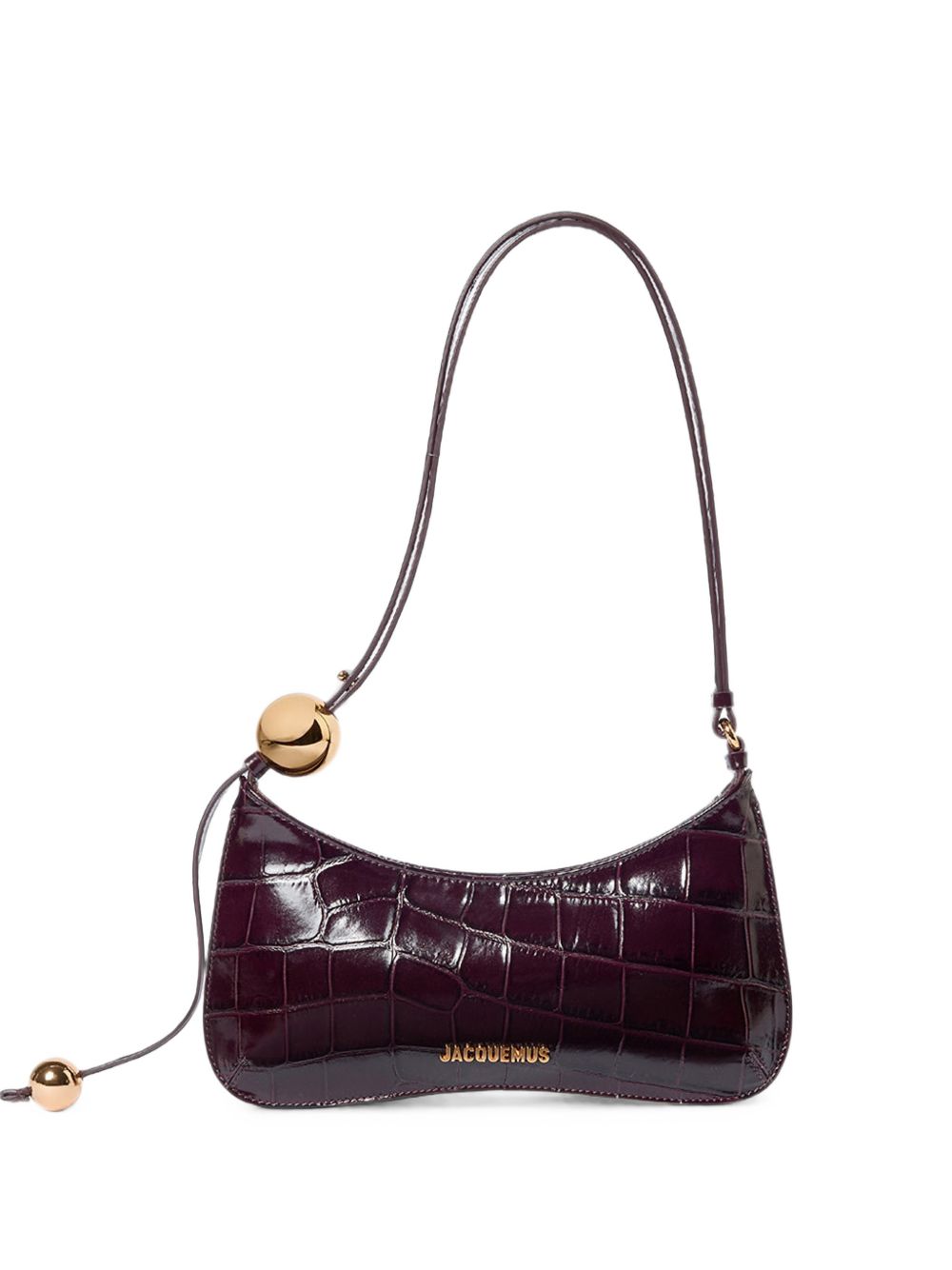 Jacquemus Le Bisou Perle Leather Shoulder Bag — Burgundy