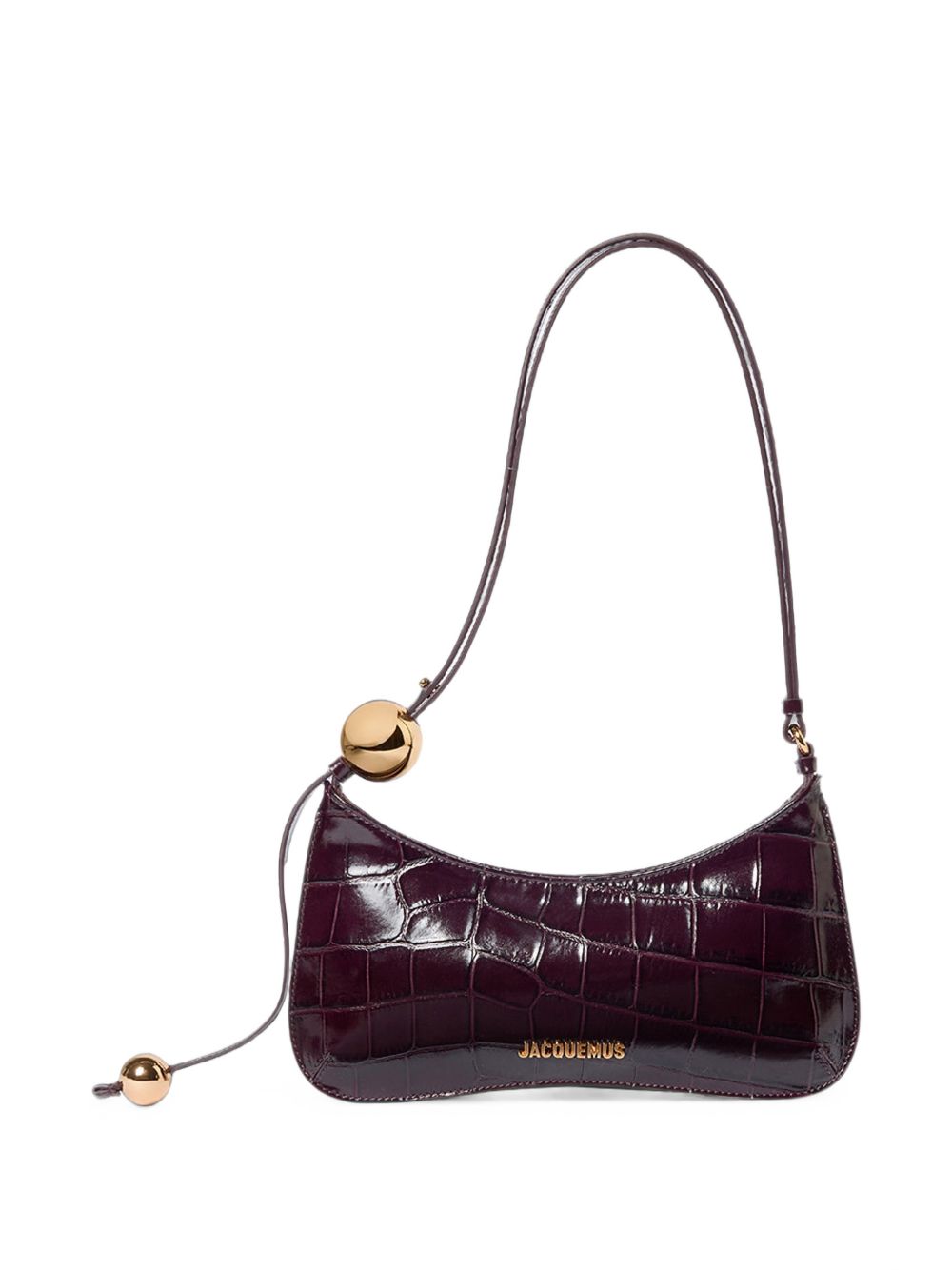 Jacquemus Le Bisou Perle Leather Shoulder Bag — Burgundy