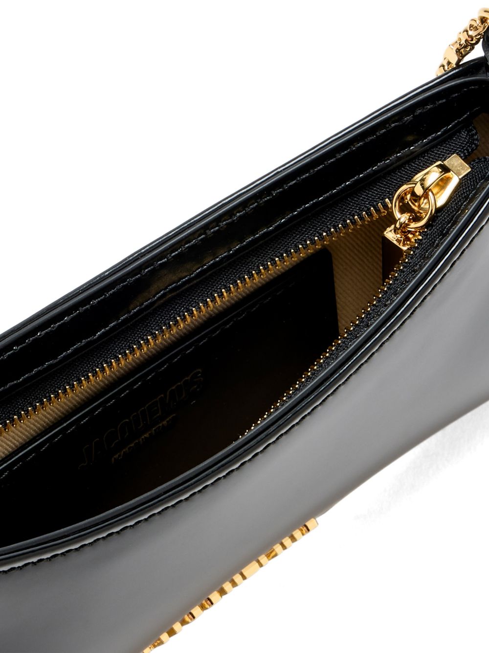 Jacquemus Le Petit Bisou Chaine Leather Shoulder Bag — Black