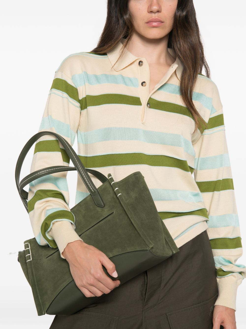 JW Anderson Loafer Leather Cabas Bag — Khaki