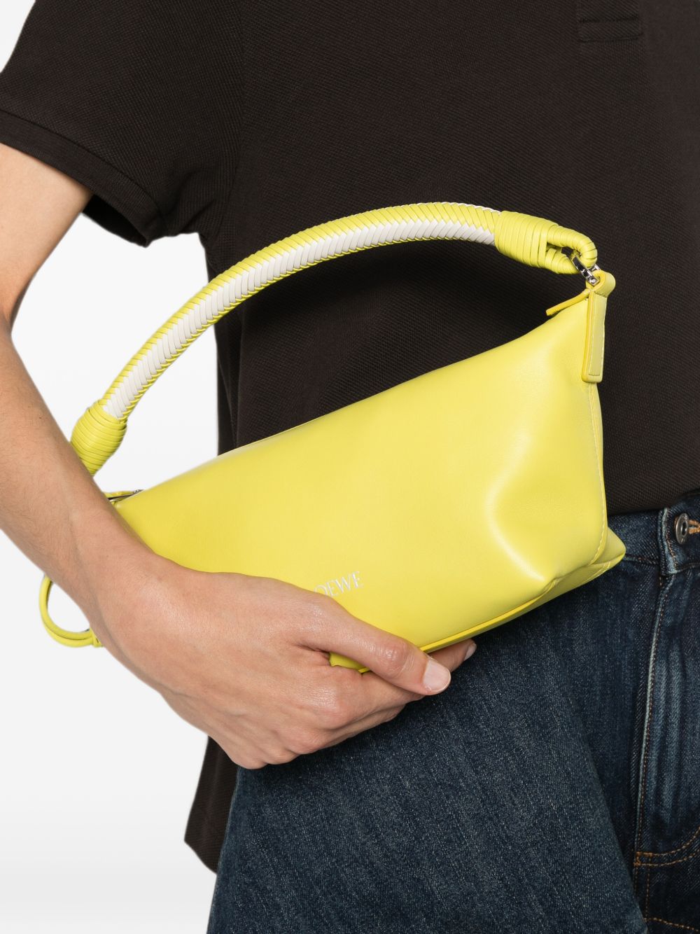 Loewe Cala Leather Pouch — Yellow