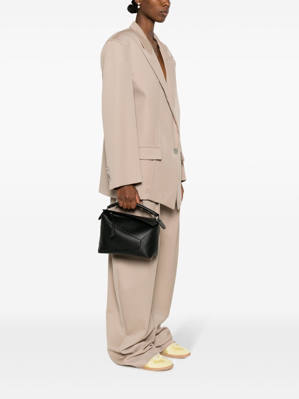Loewe Puzzle Edge Small Leather Handbag — Black