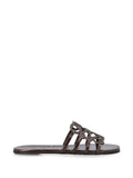 Loewe Petal Anagram Flat Sandals — Dark Brown