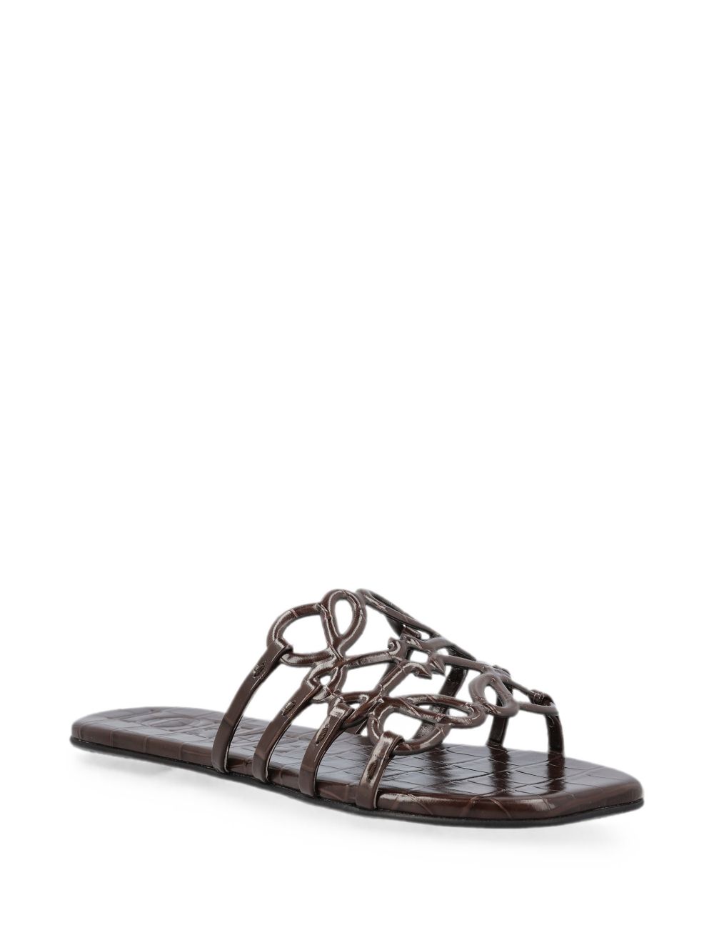 Loewe Petal Anagram Flat Sandals — Dark Brown